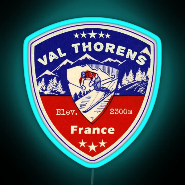 Val Thorens France Skiing Ski Mountains Skier RGB Neon Sign