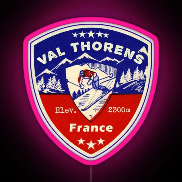 Val Thorens France Skiing Ski Mountains Skier RGB Neon Sign