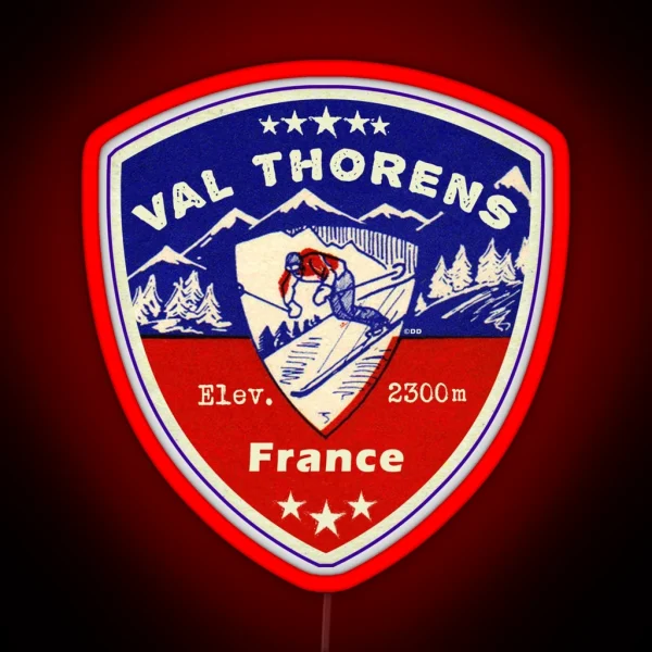 Val Thorens France Skiing Ski Mountains Skier RGB Neon Sign