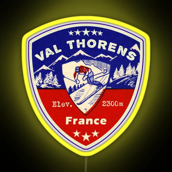 Val Thorens France Skiing Ski Mountains Skier RGB Neon Sign