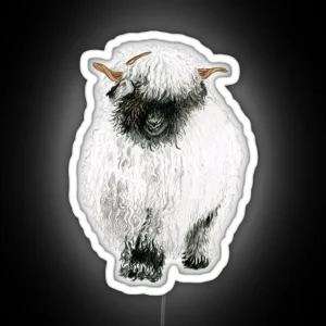 Valais Blacknose Sheep Drawing RGB Neon Sign