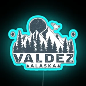 Valdez Alaska Mountain View RGB Neon Sign