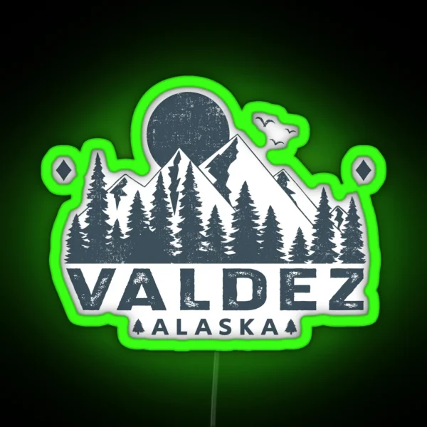 Valdez Alaska Mountain View RGB Neon Sign