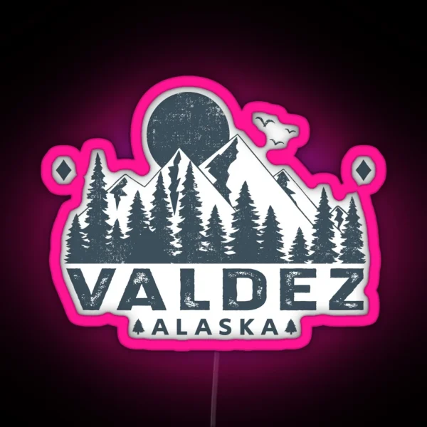Valdez Alaska Mountain View RGB Neon Sign