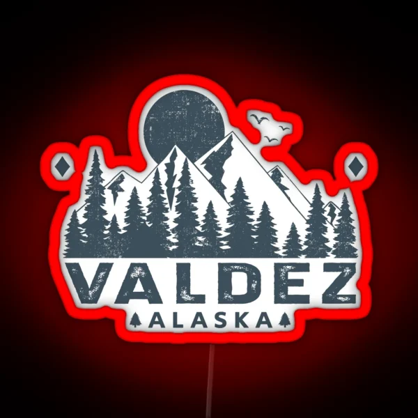 Valdez Alaska Mountain View RGB Neon Sign