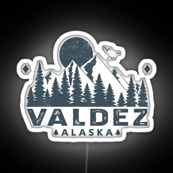 Valdez Alaska Mountain View RGB Neon Sign