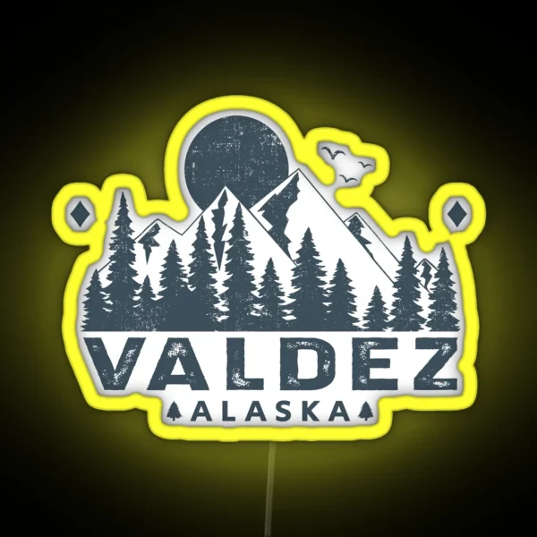 Valdez Alaska Mountain View RGB Neon Sign