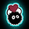 Neon Valentine's Day sign featuring a soot sprite design in blue and pink hues.