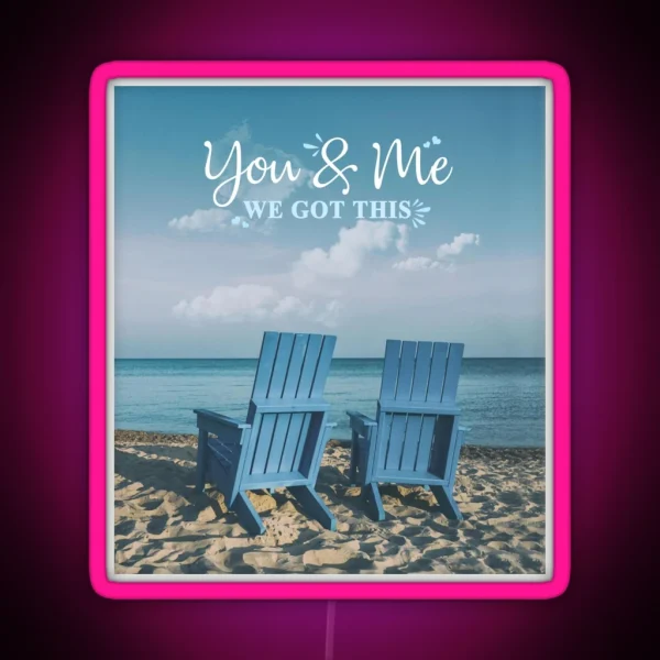 Valentine To My Husband Sea You And Me Couple RGB Neon Sign