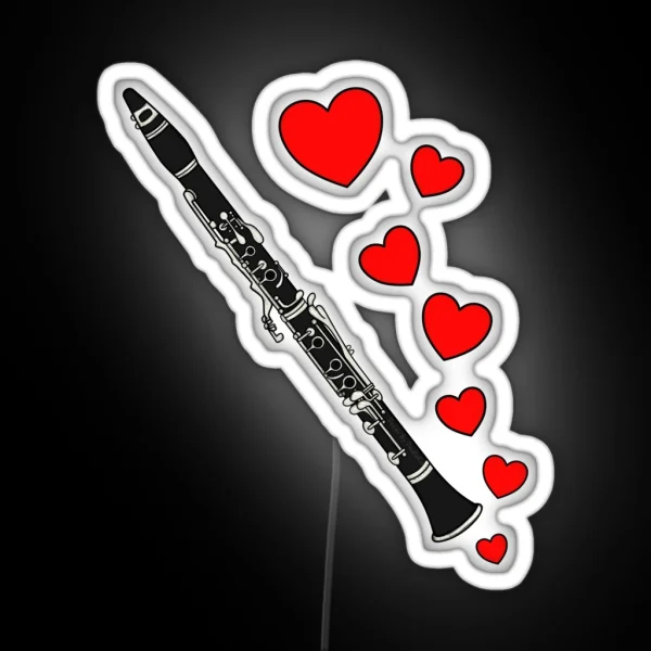 Valentines Day Clarinet Player Clarinetist Anniversary Wedding Musician RGB Neon Sign