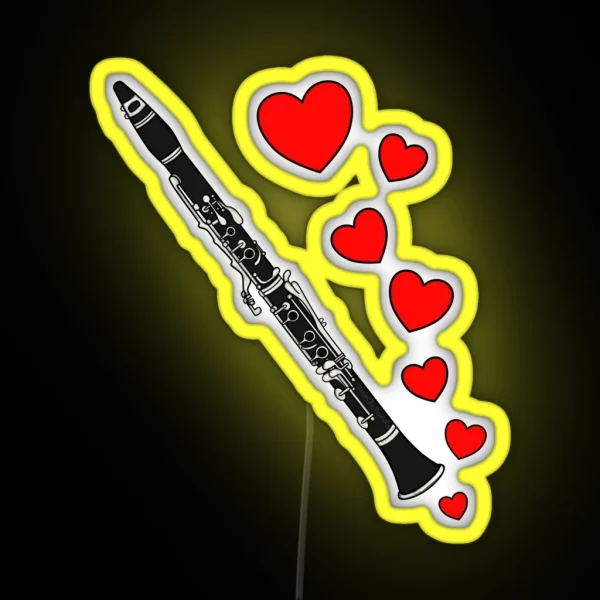 Valentines Day Clarinet Player Clarinetist Anniversary Wedding Musician RGB Neon Sign