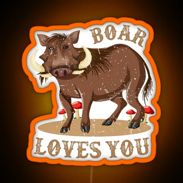 Valheim Boar Loves You RGB Neon Sign