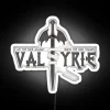 Neon sign featuring a Valkyrie in silver with RGB lighting effects.