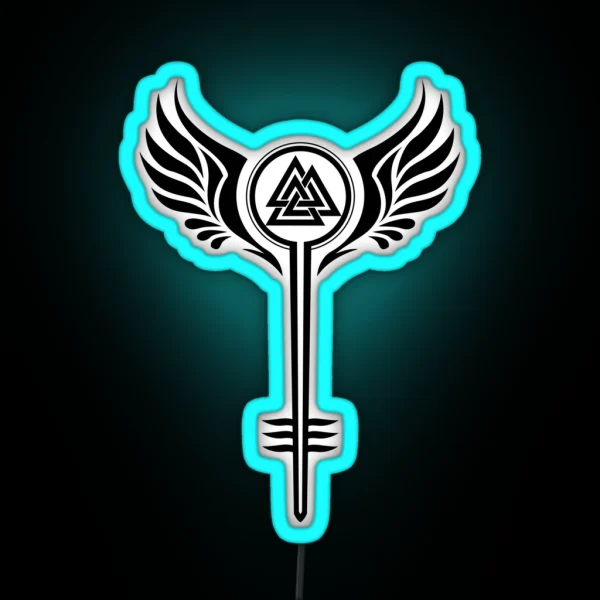 Valkyrie Symbol With Odins Valknut RGB Neon Sign