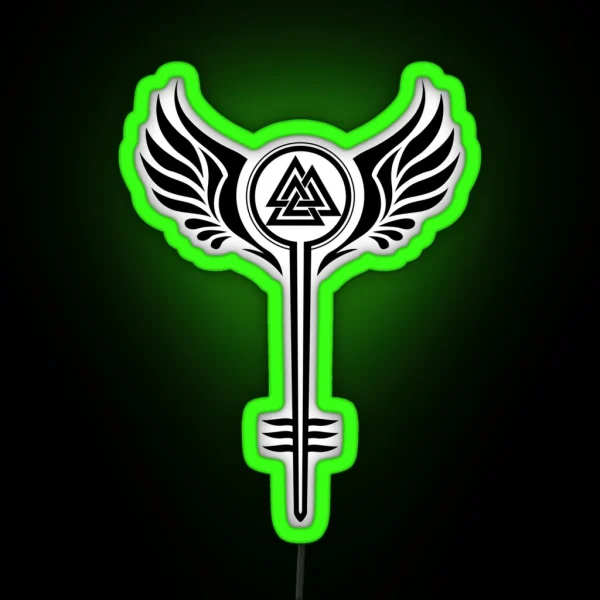 Valkyrie Symbol With Odins Valknut RGB Neon Sign