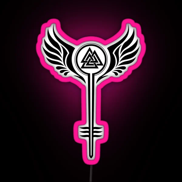 Valkyrie Symbol With Odins Valknut RGB Neon Sign