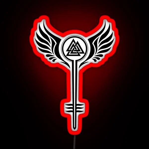Valkyrie Symbol With Odins Valknut RGB Neon Sign