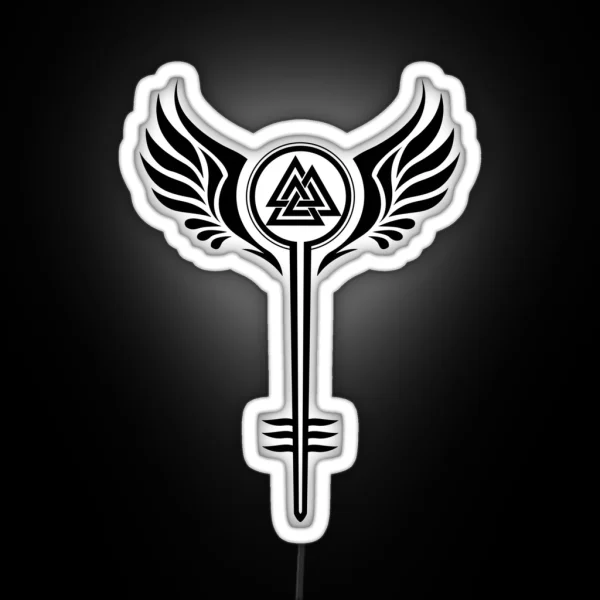 Valkyrie Symbol With Odins Valknut RGB Neon Sign