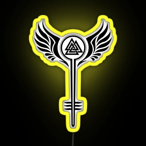 Valkyrie Symbol With Odins Valknut RGB Neon Sign