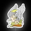 Neon sign of a Valkyrie, a fallen angel warrior in RGB colors.