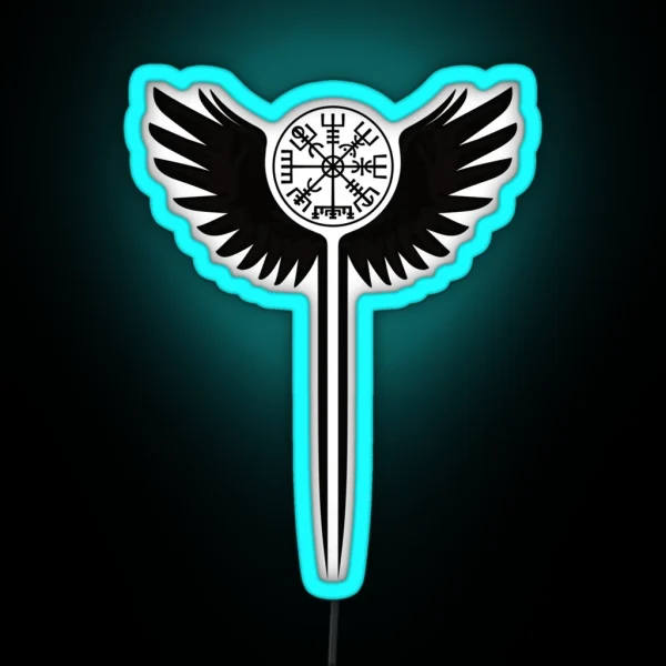 Valkyrie Wings And Vegvisir RGB Neon Sign