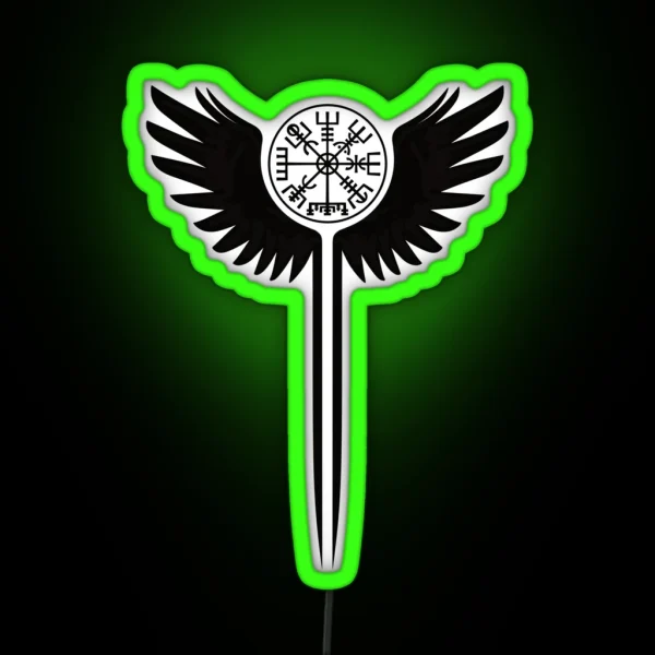 Valkyrie Wings And Vegvisir RGB Neon Sign
