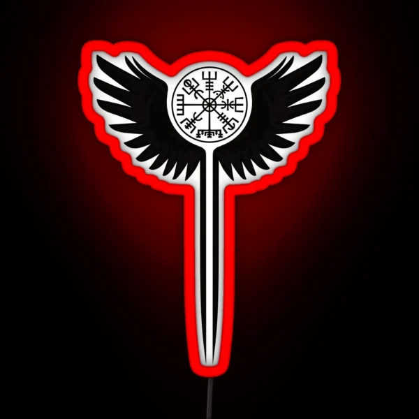 Valkyrie Wings And Vegvisir RGB Neon Sign