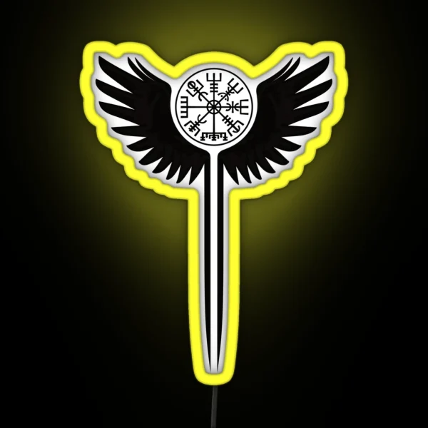 Valkyrie Wings And Vegvisir RGB Neon Sign