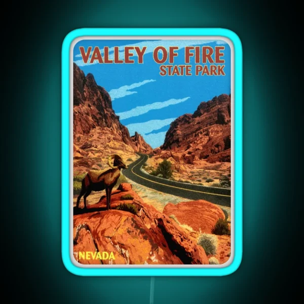 Valley Of Fire State Park Nevada Vintage Travel Decal RGB Neon Sign