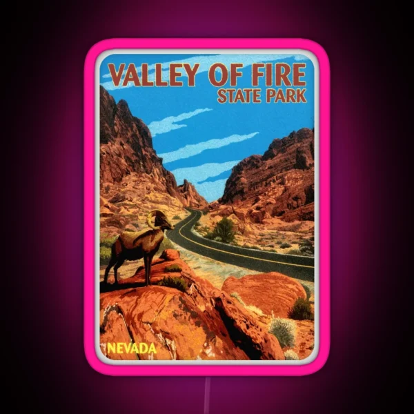 Valley Of Fire State Park Nevada Vintage Travel Decal RGB Neon Sign