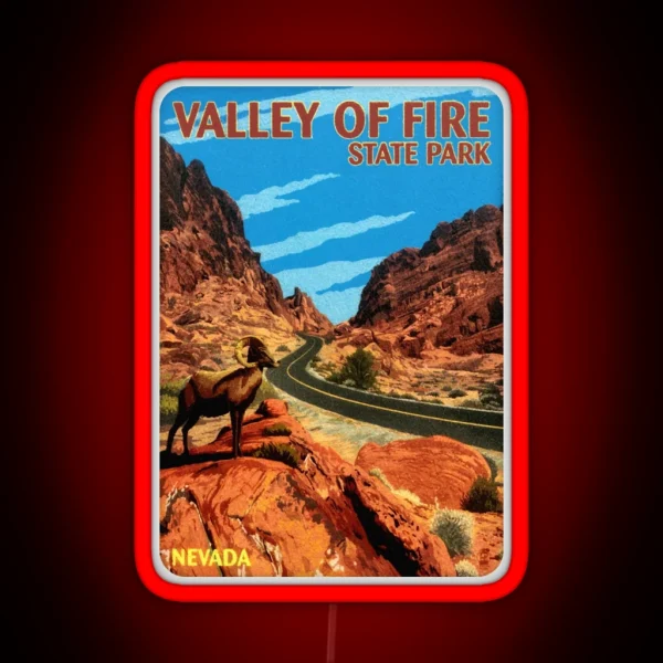 Valley Of Fire State Park Nevada Vintage Travel Decal RGB Neon Sign