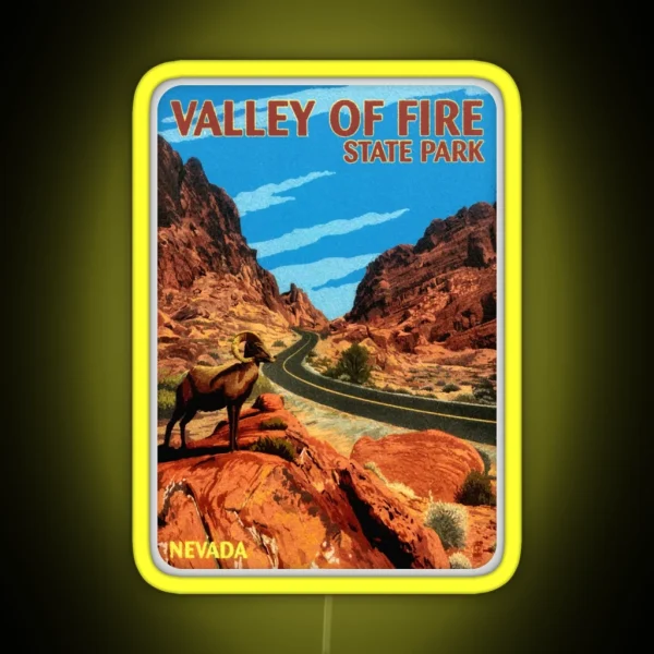 Valley Of Fire State Park Nevada Vintage Travel Decal RGB Neon Sign