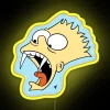 A neon-lit, vibrant background with a Bart Simpson character design inspired by vampire themes.