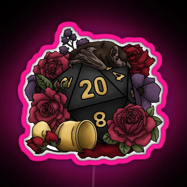 Vampire D20 Tabletop RPG Gaming Dice RGB Neon Sign