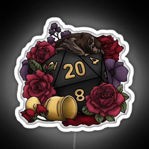 Vampire D20 Tabletop RPG Gaming Dice RGB Neon Sign