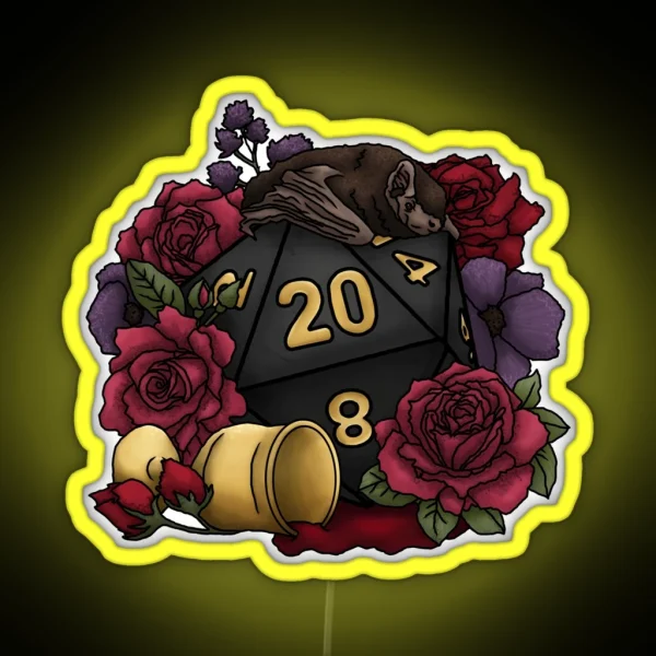 Vampire D20 Tabletop RPG Gaming Dice RGB Neon Sign