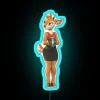 Neon blue sign reading 'Vanity Solo'