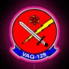 Viking crest neon sign with pink glow and RGB colors.