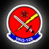 RGB Neon Sign of the Vikings Crest, VAQ 129 Emblem in White Color Scheme