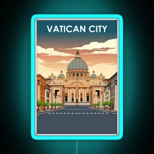 Vatican City Vintage Minimal Retro Travel Poster RGB Neon Sign