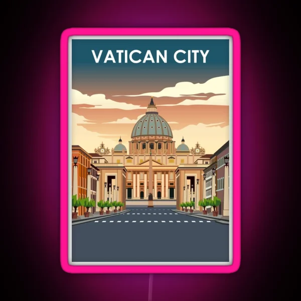 Vatican City Vintage Minimal Retro Travel Poster RGB Neon Sign