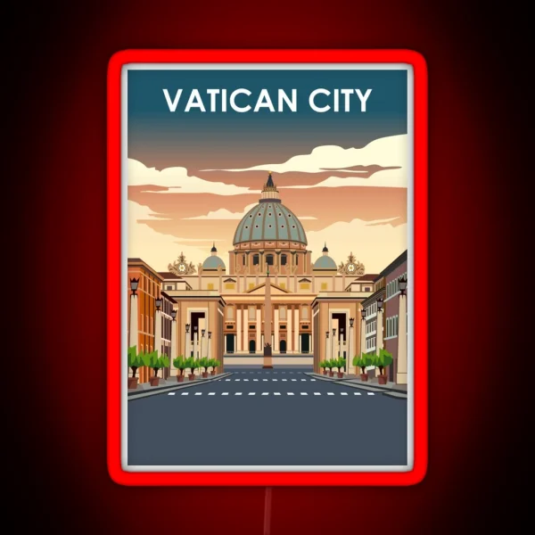 Vatican City Vintage Minimal Retro Travel Poster RGB Neon Sign