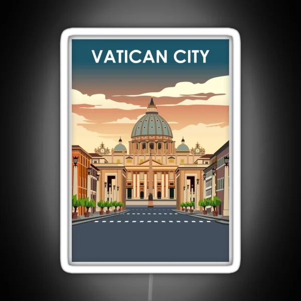 Vatican City Vintage Minimal Retro Travel Poster RGB Neon Sign