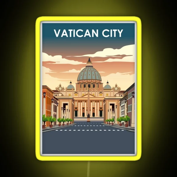 Vatican City Vintage Minimal Retro Travel Poster RGB Neon Sign