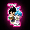 Vegeta and Bulma couple design with vibrant RGB neon lights, inspired by the Dragon Ball universe.