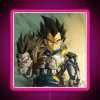 Vegeta, iconic character from the classic Dragon Ball Z series, illuminated in vibrant RGB neon colors.