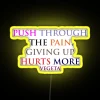 Dragon Ball Z character Vegeta inspires motivation with a vibrant neon sign.