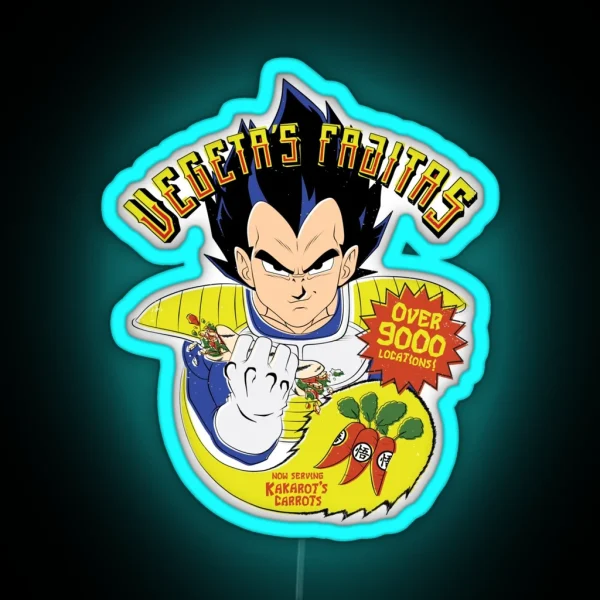 Vegeta S Fajitas Over 9000 Locations RGB Neon Sign