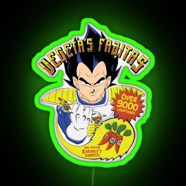 Vegeta S Fajitas Over 9000 Locations RGB Neon Sign