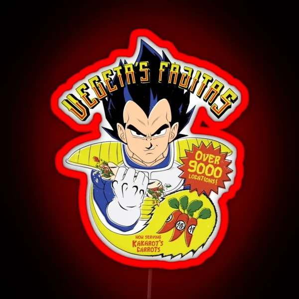 Vegeta S Fajitas Over 9000 Locations RGB Neon Sign